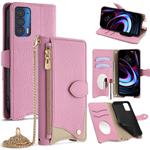 For Motorola Edge 2021 Crossbody Chain Fishtail Litchi Leather Phone Case(Pink)
