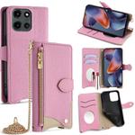 For Motorola Moto G 2025 Crossbody Chain Fishtail Litchi Leather Phone Case(Pink)