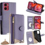For Motorola Moto G05 Crossbody Chain Fishtail Litchi Leather Phone Case(Purple)