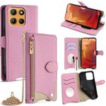 For Motorola Moto G15 / G15 Power Crossbody Chain Fishtail Litchi Leather Phone Case(Pink)