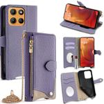For Motorola Moto G15 / G15 Power Crossbody Chain Fishtail Litchi Leather Phone Case(Purple)