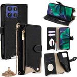 For Motorola Moto G Stylus 5G 2025 Crossbody Chain Fishtail Litchi Leather Phone Case(Black)