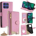 For Motorola Moto G Stylus 5G 2025 Crossbody Chain Fishtail Litchi Leather Phone Case(Pink)