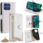 For Motorola Moto G Stylus 5G 2025 Crossbody Chain Fishtail Litchi Leather Phone Case(White)