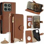 For Motorola Edge 60 Pro Crossbody Chain Fishtail Litchi Leather Phone Case(Brown)