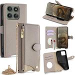 For Motorola Edge 60 Pro Crossbody Chain Fishtail Litchi Leather Phone Case(Grey)