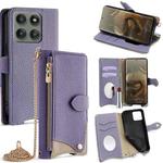 For Motorola Edge 60 Pro Crossbody Chain Fishtail Litchi Leather Phone Case(Purple)