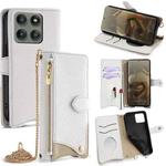 For Motorola Edge 60 Pro Crossbody Chain Fishtail Litchi Leather Phone Case(White)
