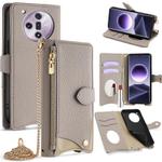 For OPPO Find X7 Crossbody Chain Fishtail Litchi Leather Phone Case(Grey)