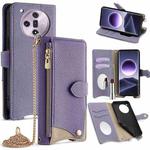 For OPPO Find X7 Crossbody Chain Fishtail Litchi Leather Phone Case(Purple)
