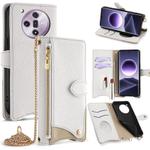 For OPPO Find X7 Crossbody Chain Fishtail Litchi Leather Phone Case(White)