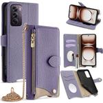 For OPPO Reno12 Global Crossbody Chain Fishtail Litchi Leather Phone Case(Purple)