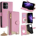 For OPPO Reno13 F 4G / 5G Crossbody Chain Fishtail Litchi Leather Phone Case(Pink)
