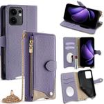 For OPPO Reno13 F 4G / 5G Crossbody Chain Fishtail Litchi Leather Phone Case(Purple)