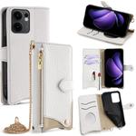For OPPO Reno13 F 4G / 5G Crossbody Chain Fishtail Litchi Leather Phone Case(White)