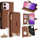 For OPPO A5 Pro 5G Global Crossbody Chain Fishtail Litchi Leather Phone Case(Brown)