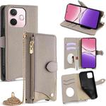 For OPPO A5 Pro 5G Global Crossbody Chain Fishtail Litchi Leather Phone Case(Grey)