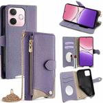 For OPPO A5 Pro 5G Global Crossbody Chain Fishtail Litchi Leather Phone Case(Purple)