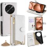 For OPPO Find X8 Ultra Crossbody Chain Fishtail Litchi Leather Phone Case(White)