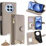 For OPPO Find X8s Crossbody Chain Fishtail Litchi Leather Phone Case(Grey)