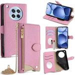 For OPPO Find X8s Crossbody Chain Fishtail Litchi Leather Phone Case(Pink)