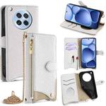 For OPPO Find X8s Crossbody Chain Fishtail Litchi Leather Phone Case(White)