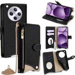 For OPPO Find X8s+ Crossbody Chain Fishtail Litchi Leather Phone Case(Black)