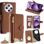 For OPPO Find X8s+ Crossbody Chain Fishtail Litchi Leather Phone Case(Brown)