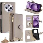 For OPPO Find X8s+ Crossbody Chain Fishtail Litchi Leather Phone Case(Grey)