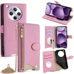 For OPPO Find X8s+ Crossbody Chain Fishtail Litchi Leather Phone Case(Pink)