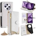 For OPPO Find X8s+ Crossbody Chain Fishtail Litchi Leather Phone Case(White)