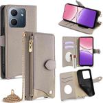 For OPPO A5x 5G / A3 4G / 5G / A3x 4G / 5G Crossbody Chain Fishtail Litchi Leather Phone Case(Grey)