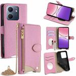 For OPPO A5x 5G / A3 4G / 5G / A3x 4G / 5G Crossbody Chain Fishtail Litchi Leather Phone Case(Pink)