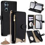 For Realme C65 Crossbody Chain Fishtail Litchi Leather Phone Case(Black)