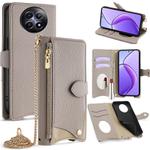 For Realme 12 / 13 / Narzo 70x Crossbody Chain Fishtail Litchi Leather Phone Case(Grey)