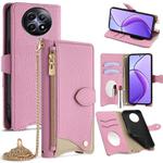 For Realme 12 / 13 / Narzo 70x Crossbody Chain Fishtail Litchi Leather Phone Case(Pink)