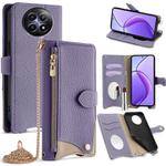 For Realme 12 / 13 / Narzo 70x Crossbody Chain Fishtail Litchi Leather Phone Case(Purple)
