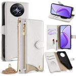 For Realme 12 / 13 / Narzo 70x Crossbody Chain Fishtail Litchi Leather Phone Case(White)