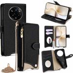 For Realme 14 Pro+ Crossbody Chain Fishtail Litchi Leather Phone Case(Black)