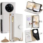 For Realme 14 Pro+ Crossbody Chain Fishtail Litchi Leather Phone Case(White)