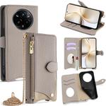 For Realme 14 Pro Crossbody Chain Fishtail Litchi Leather Phone Case(Grey)