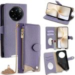 For Realme 14 Pro Crossbody Chain Fishtail Litchi Leather Phone Case(Purple)