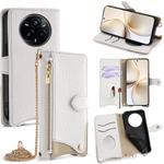 For Realme 14 Pro Crossbody Chain Fishtail Litchi Leather Phone Case(White)