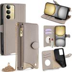 For Realme C75 / Realme 14x Global Crossbody Chain Fishtail Litchi Leather Phone Case(Grey)