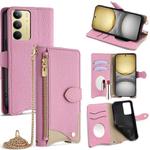 For Realme C75 / Realme 14x Global Crossbody Chain Fishtail Litchi Leather Phone Case(Pink)