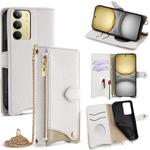 For Realme C75 / Realme 14x Global Crossbody Chain Fishtail Litchi Leather Phone Case(White)