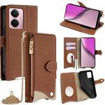 For Realme P3 Pro Global Crossbody Chain Fishtail Litchi Leather Phone Case(Brown)