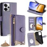 For Realme 14 Crossbody Chain Fishtail Litchi Leather Phone Case(Purple)