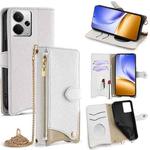 For Realme 14 Crossbody Chain Fishtail Litchi Leather Phone Case(White)