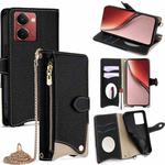 For Realme P3 Ultra 5G Crossbody Chain Fishtail Litchi Leather Phone Case(Black)